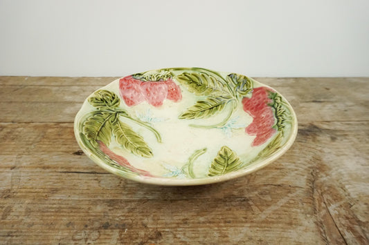 Antique Strawberry Majolica France Fruit Bowl MajolicaDish