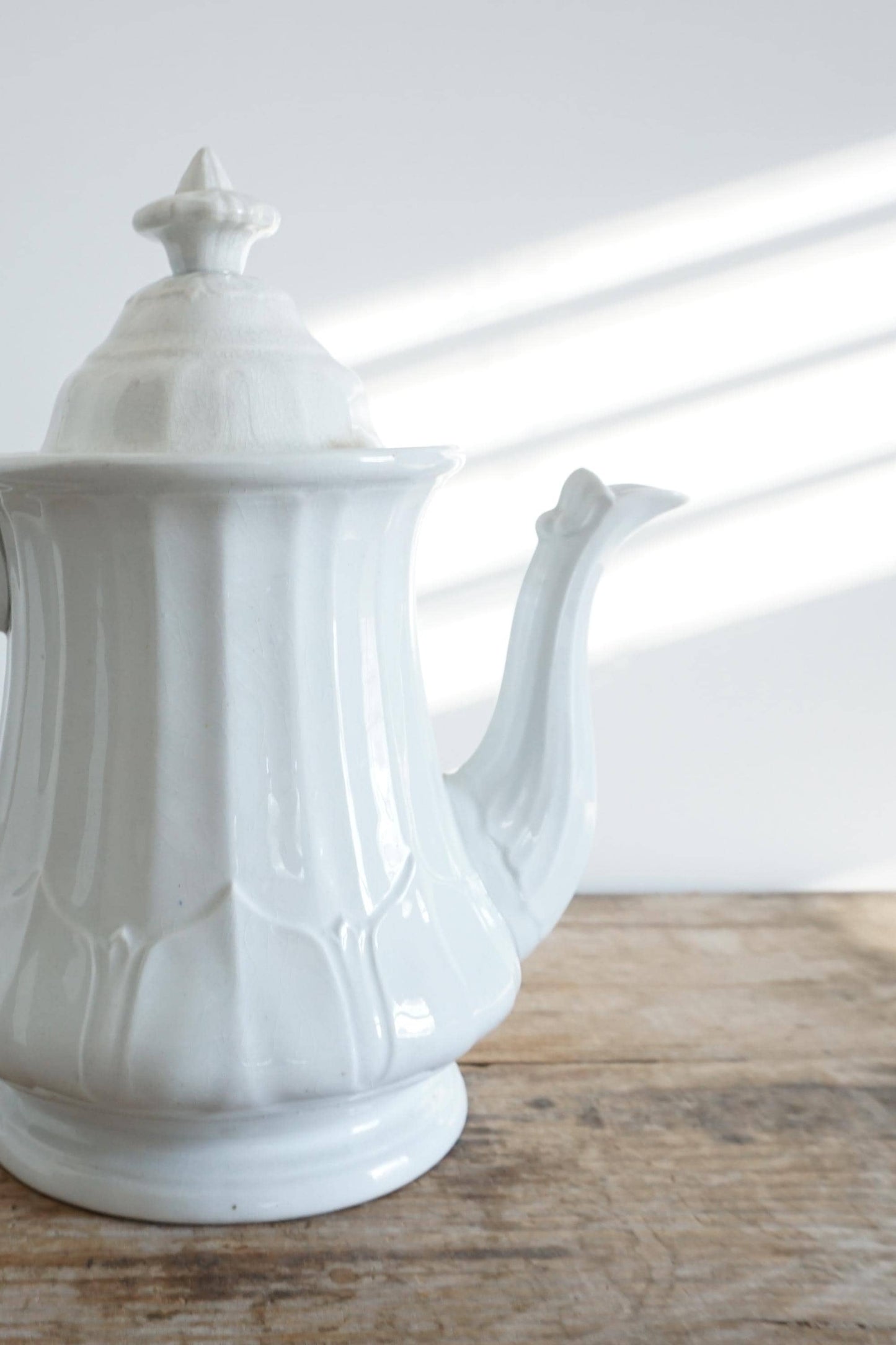 John Aubyn May White Ironstone Columbia Shape Tea Pot Pitcher