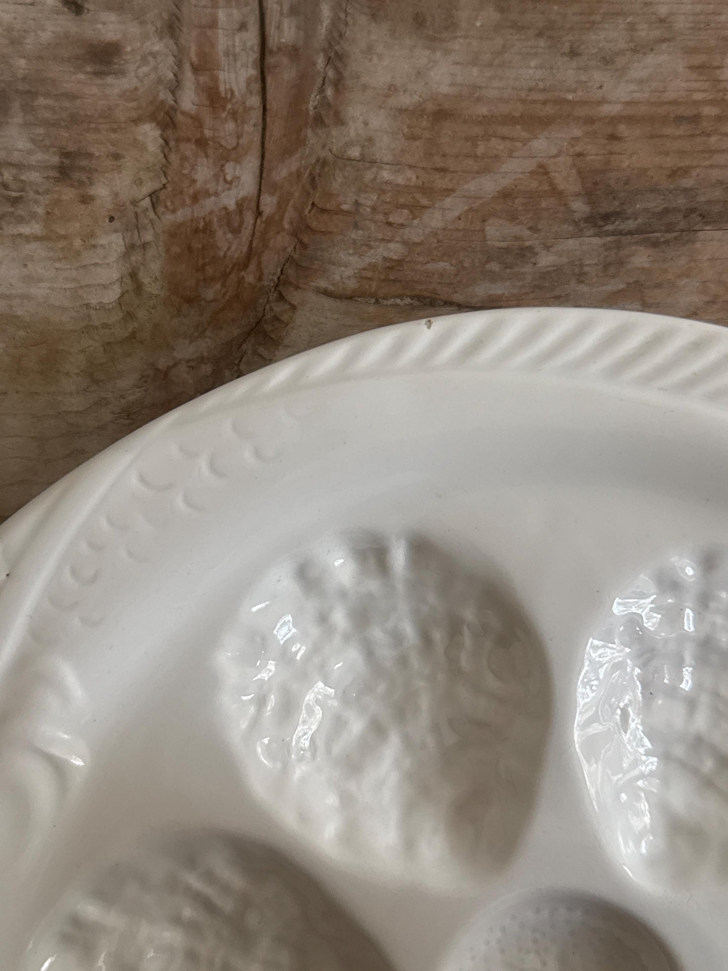 Antique P.V. France White Majolica Fish Oyster Plate Dish Platter Portieux Vallerysthal