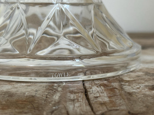 Vintage Towle Lead Crystal Diamond Fruit Compote Bowl Plate Small Serving Piece