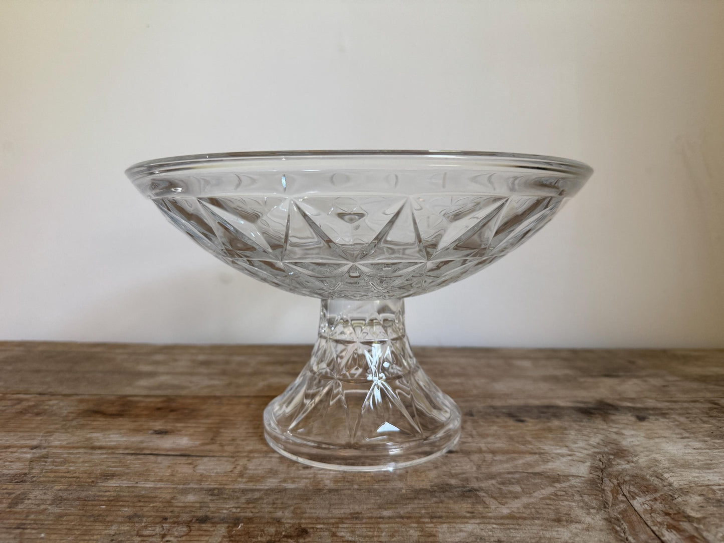 Vintage Towle Lead Crystal Diamond Fruit Compote Bowl Plate Small Serving Piece