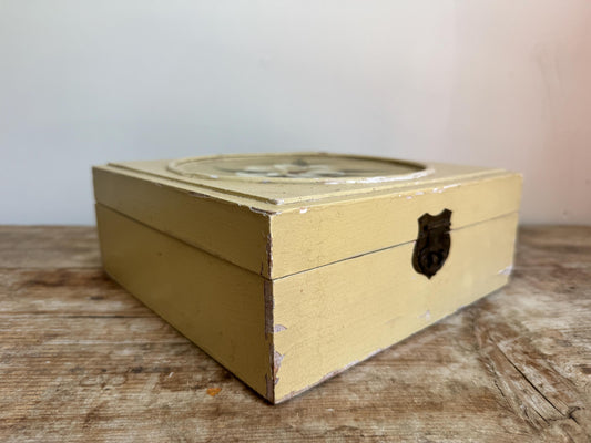 Vintage Wood Painted Floral Lilly Box Distressed Farmhouse Jewelry Cottagecore Decor