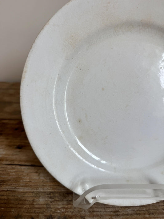 Antique Thomas Furnival Ironstone White Ironstone Crazing Chunky Plate Dinner Lunch Serving Piece
