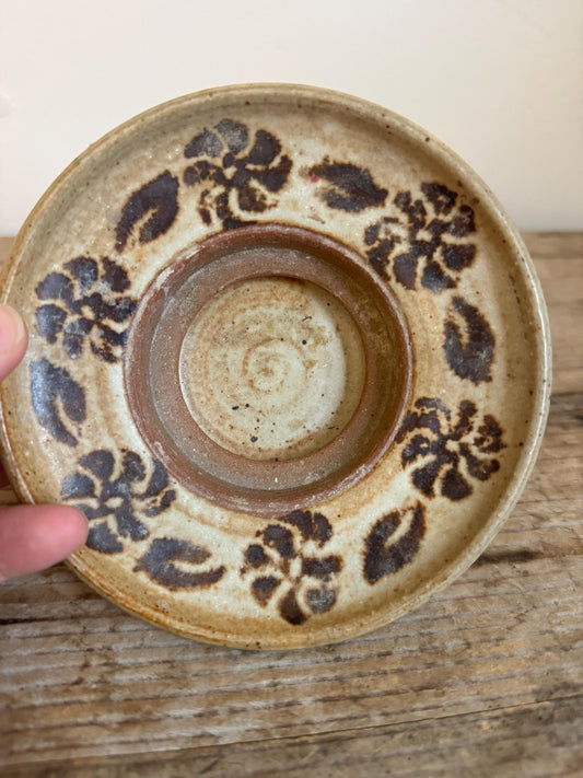 Vintage Neher Pottery Tealight Candle Holder Brown Natural Earthenware 1989