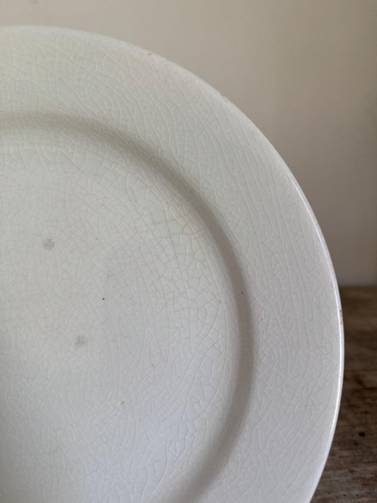Antique Imperial Cockson & Seddon Ironstone White Ironstone Crazing Chunky Plate