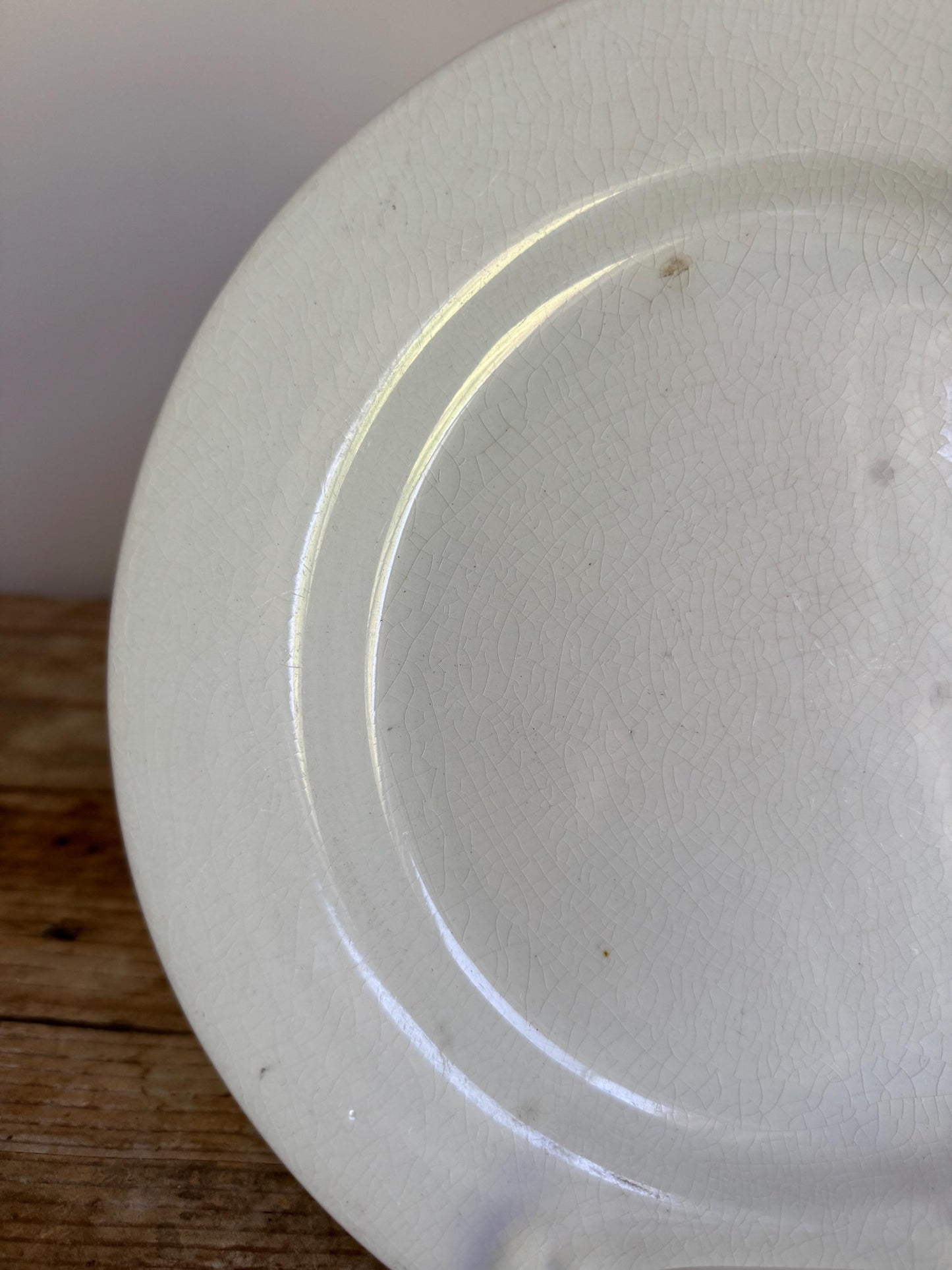 Antique Imperial Cockson & Seddon Ironstone White Ironstone Crazing Chunky Plate
