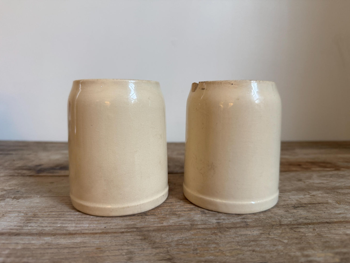 Villeroy & Boch Mettlach Beer Mugs Set of 2 Antique German Stoneware 1900 Form 1526 Tavern Ware