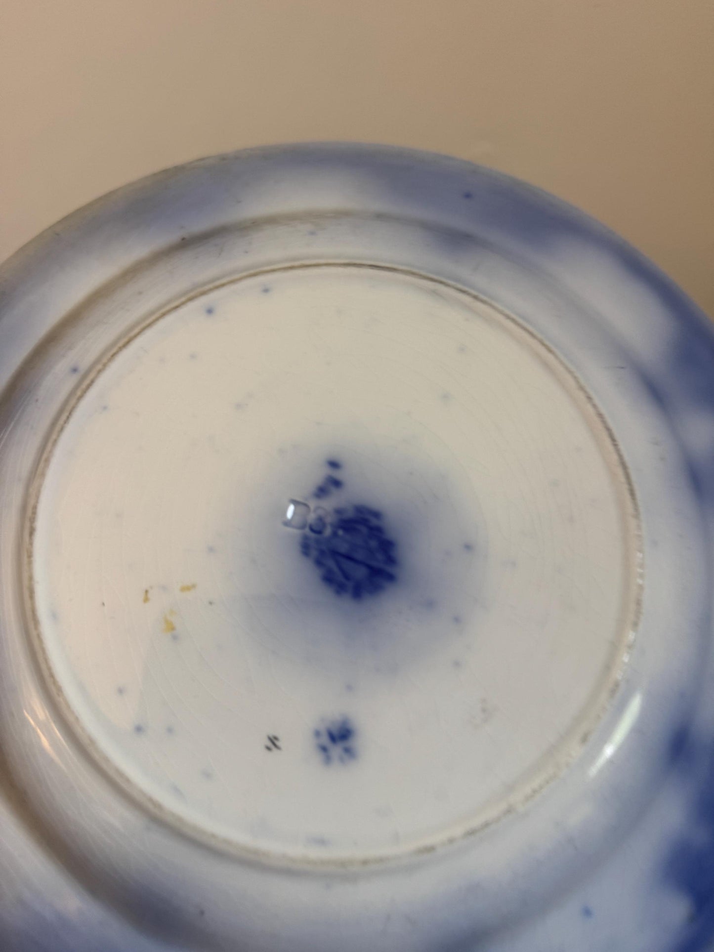 Antique Flow Blue Gold Ironstone Blue Plate 9" Decor Plate Transferware