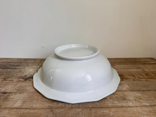 Antique White Davenport Ironstone Large Fruit Bowl Center Serving Piece