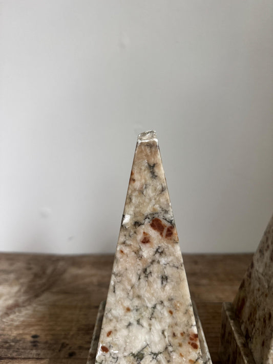Vintage Onyx Obelisk Book End Pair Set Pyramid