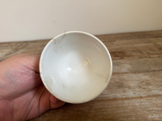 Antique Handleless Coffee Cup Custard Footed Cup White Teacup