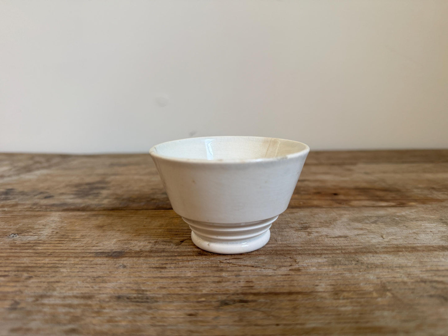 Antique Handleless Coffee Cup Custard Footed Cup White Teacup