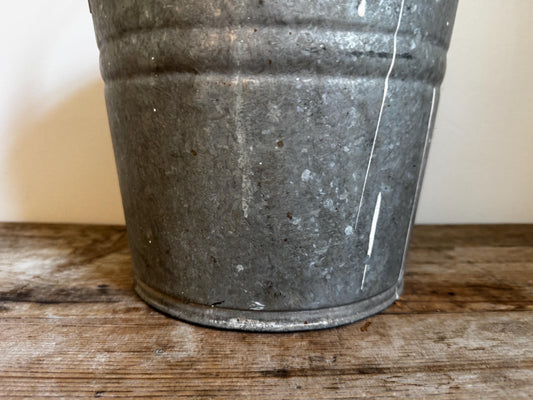 Vintage Galvanized Metal Tin Bucket Distressed #10 With Handle