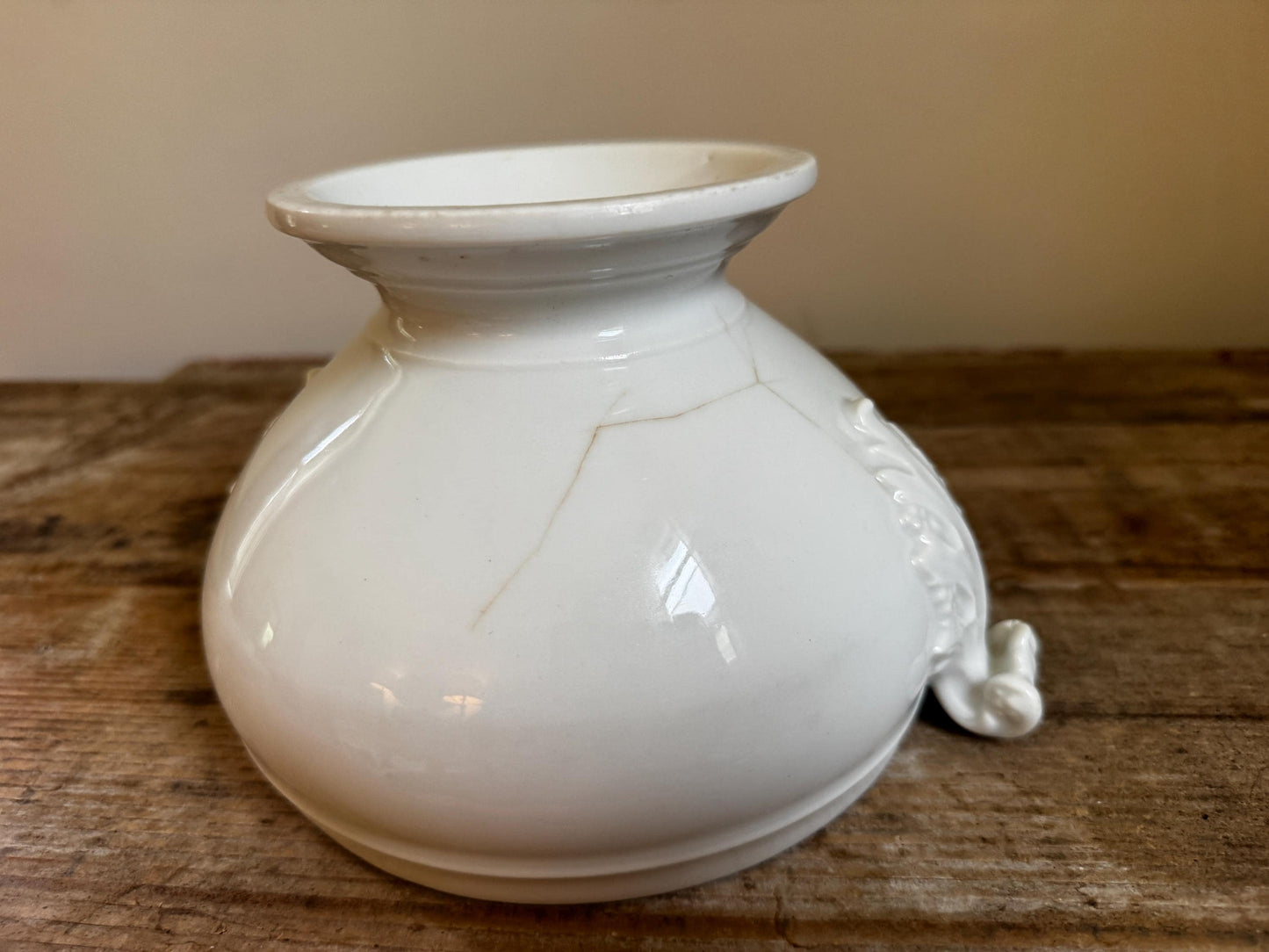Antique Ironstone Vegetable Dish Tureen Large Bowl Raised Footed Citrus Fruit Bowl