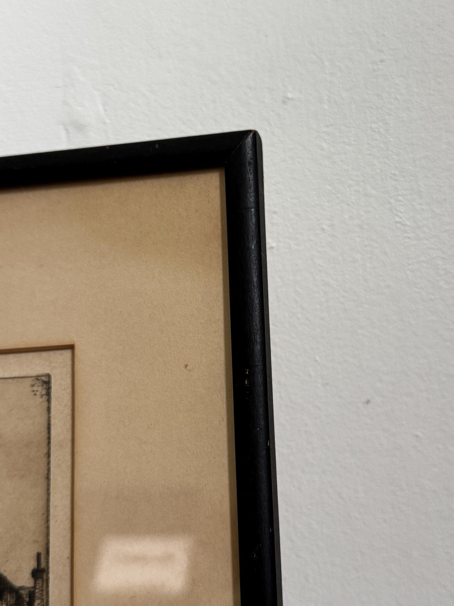 Antique Willy Scholz Etching Print: Dresden Frauenkirche, Pencil Signed Black Frame