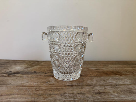 Vintage Diamond Pressed Glass Hobnail Mid Century Champagne Barware Ice Bucket