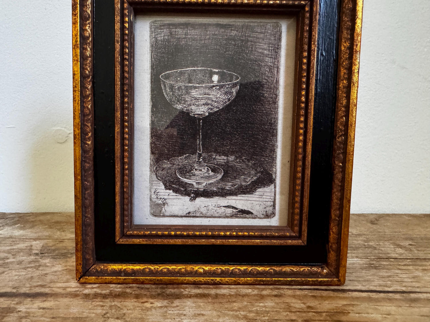 Small Framed Wine Glass Whistler Frame Print Giclee Print Wall Art in Wood Frame
