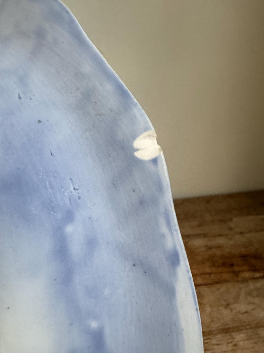 Antique Wood Son Keswick 12" Oval Vegetable Bowl Platter England Blue Transferware Relish Dish Ironstone Flow Blue