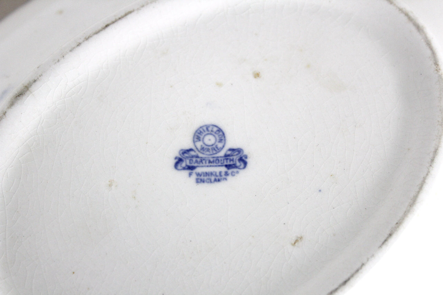F Winkle & Co Blue White Gold Serving Tureen Lidded Bowl Oval Whieldon Ware Dartmouth