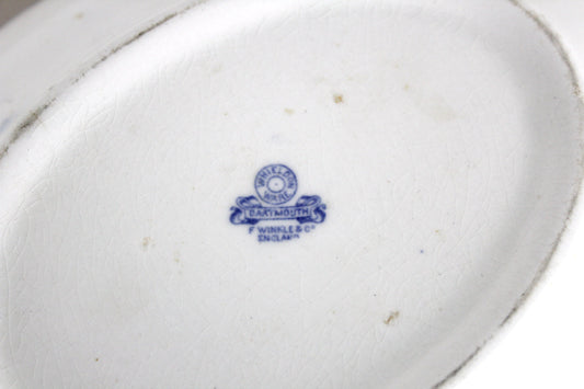 F Winkle & Co Blue White Gold Serving Tureen Lidded Bowl Oval Whieldon Ware Dartmouth