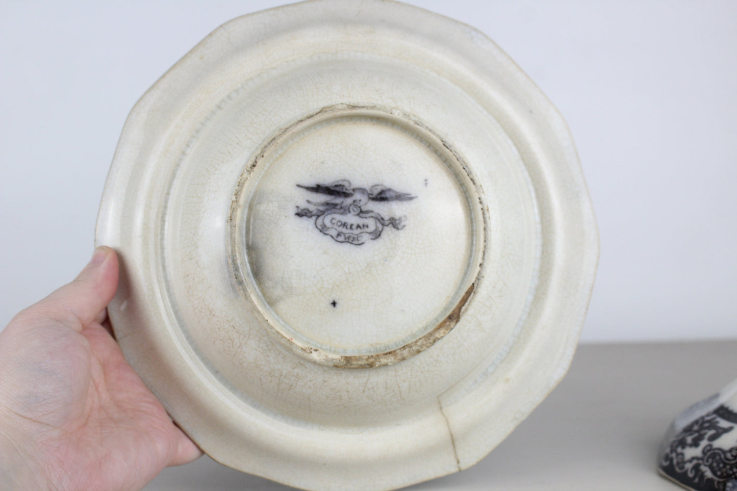 Rare PW&Co Corean Mulberry Covered Butter Dish Flow Black Covered Butter Serving Dish Ironstone