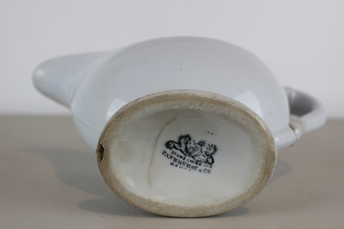 Pankhurst & Co England White Creamer Gravy Boat Serving Antique Distressed Ironstone 1800s