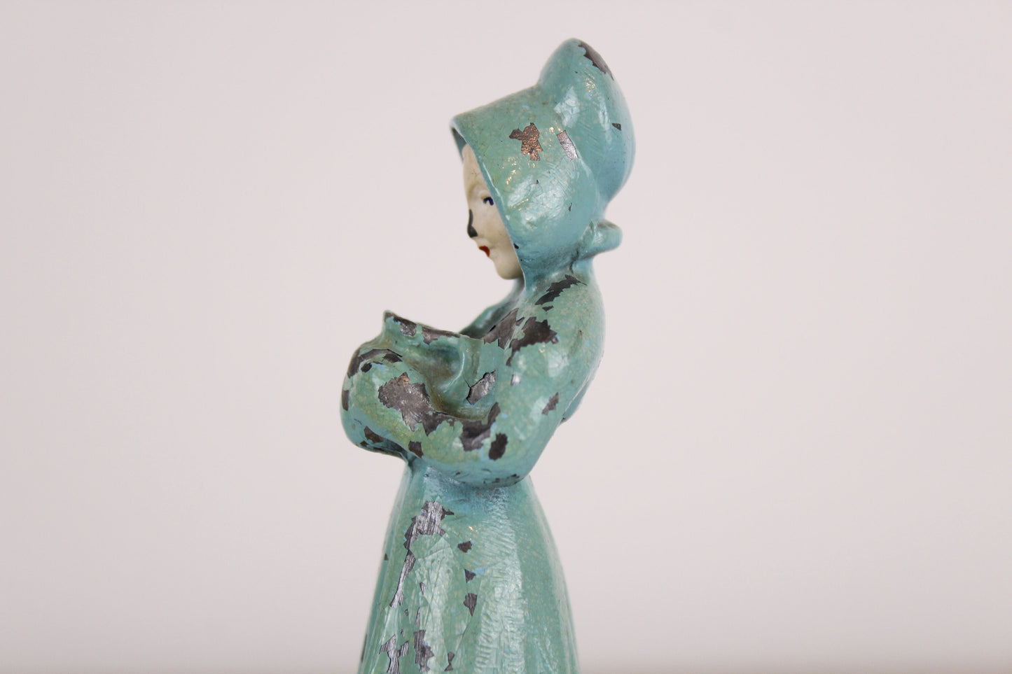 Antique Alabaster Dish Woman Holding Pitcher Trinket Dish Earring Holder