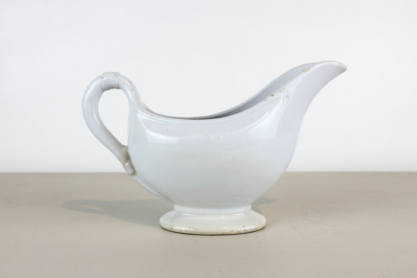 Pankhurst & Co England White Creamer Gravy Boat Serving Antique Distressed Ironstone 1800s