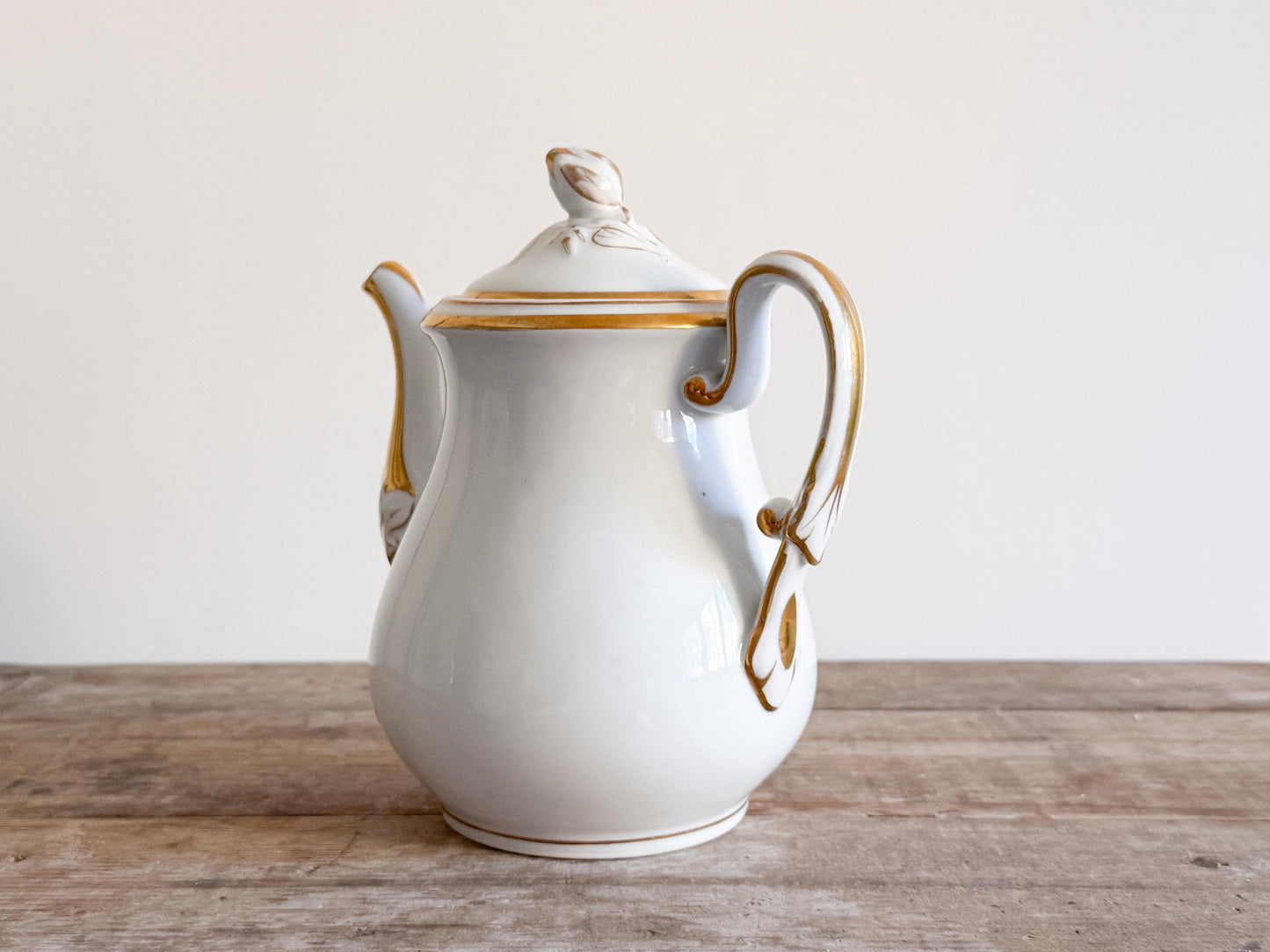 Antique Haviland White Gilt Tea Pot Pitcher Limoges