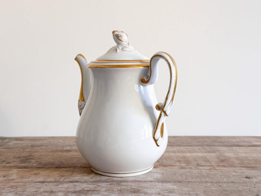 Antique Haviland White Gilt Tea Pot Pitcher Limoges
