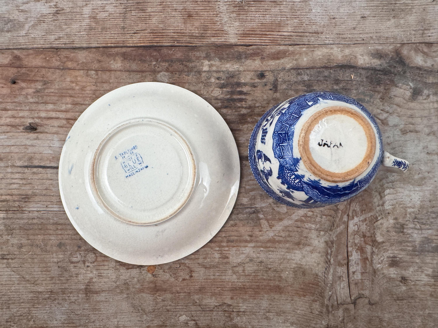 Royal Doulton Yorktown Footed Cup Blue White Teacup and Saucer