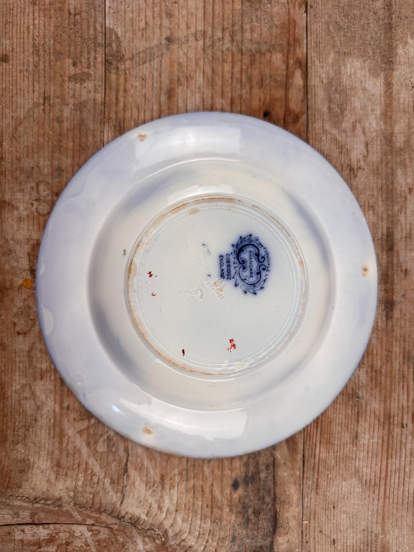 Furnivals England Shanghae Flow Blue White Soup Shallow Bowl Serving Piece
