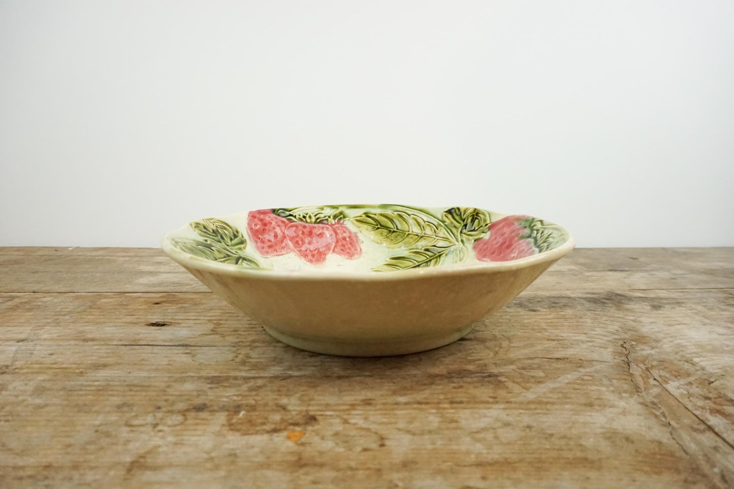 Antique Strawberry Majolica France Fruit Bowl MajolicaDish