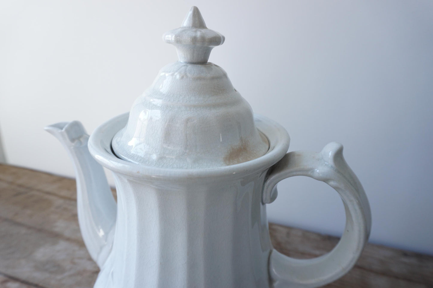 John Aubyn May White Ironstone Columbia Shape Tea Pot Pitcher
