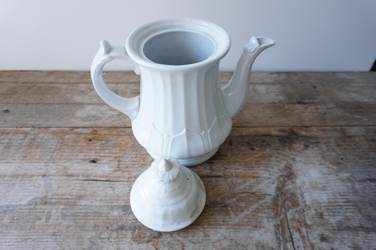 John Aubyn May White Ironstone Columbia Shape Tea Pot Pitcher