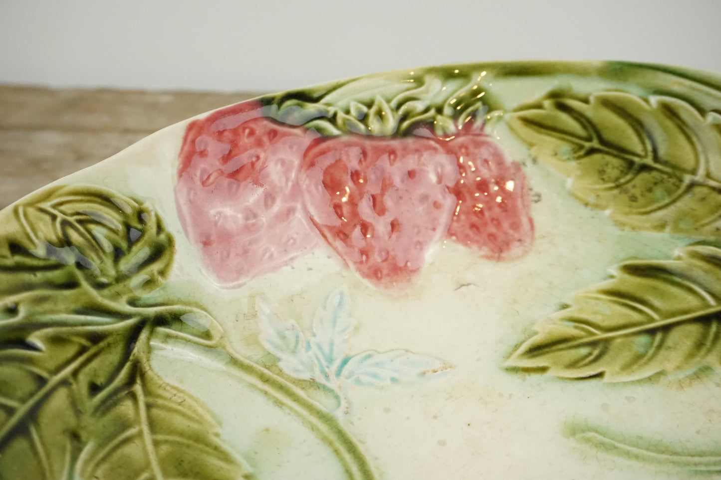 Antique Strawberry Majolica France Fruit Bowl MajolicaDish