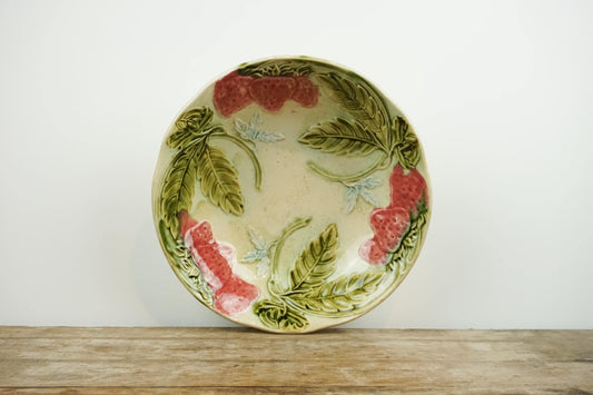 Antique Strawberry Majolica France Fruit Bowl MajolicaDish