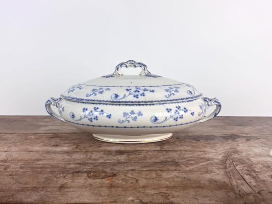 F Winkle & Co Blue White Gold Serving Tureen Lidded Bowl Oval Whieldon Ware Dartmouth