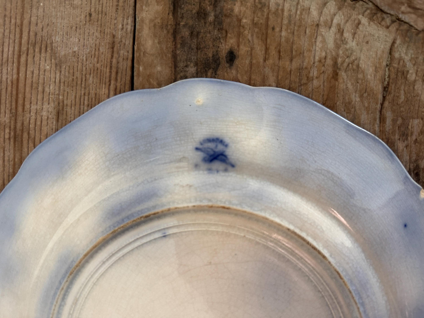 Ridgways Lonsdale Flow Blue 10" Dinner Plate 9 7/8 in Gold Edge