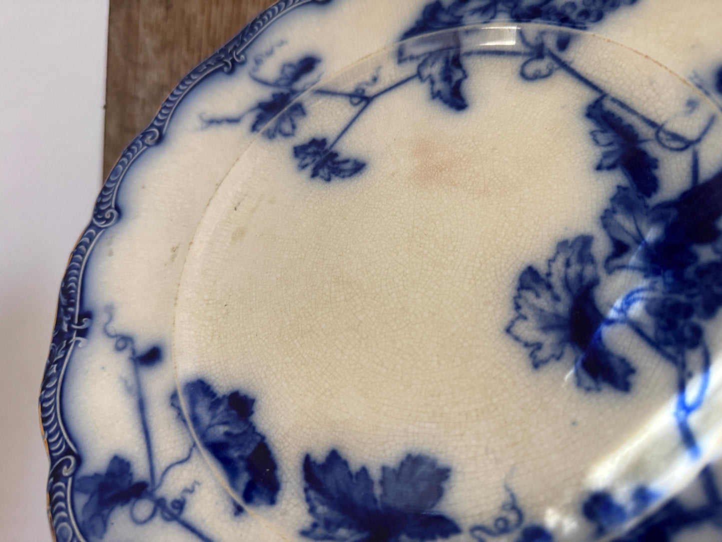 Ridgways Lonsdale Flow Blue 10" Dinner Plate 9 7/8 in Gold Edge