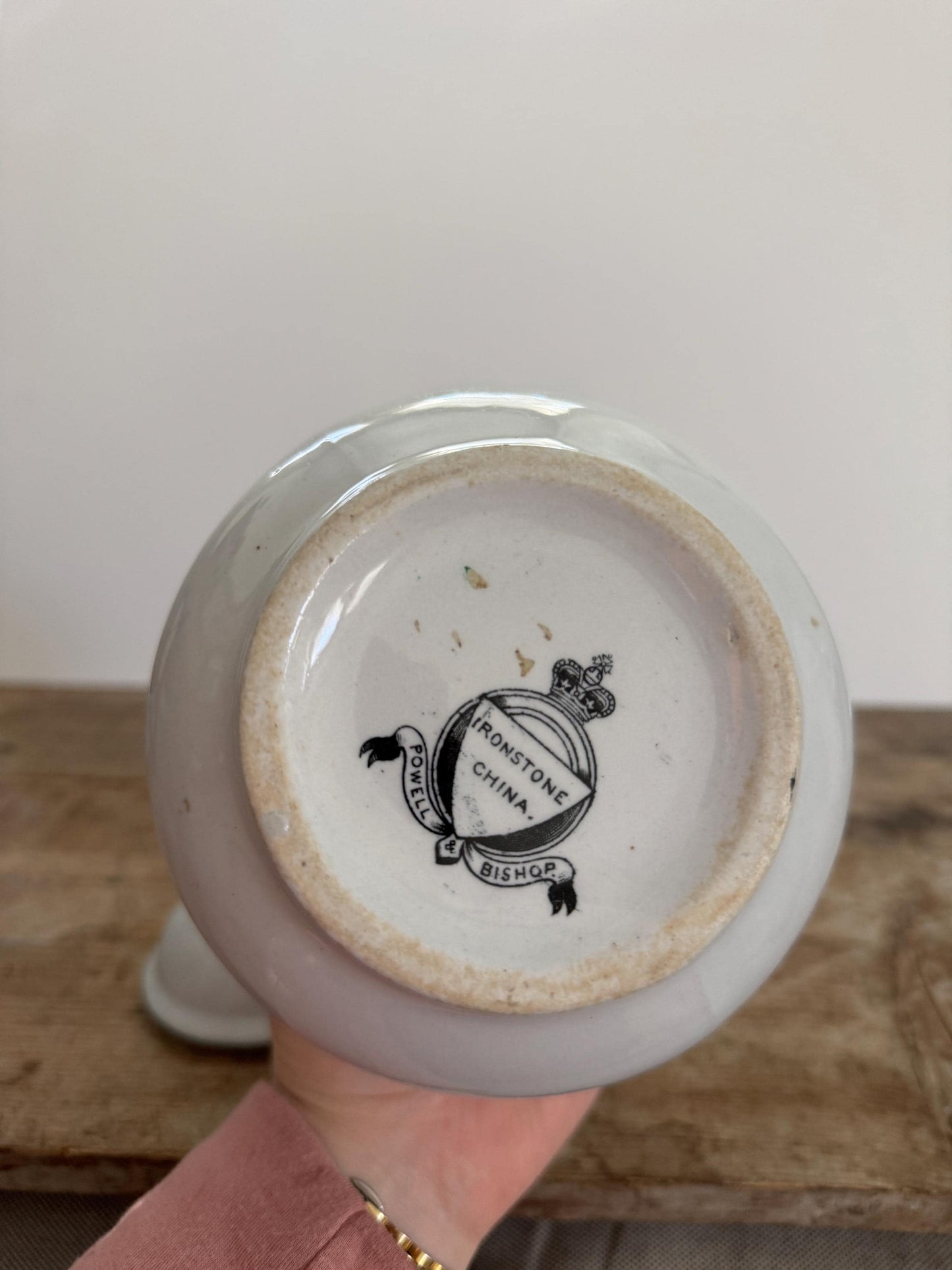 Antique Powell Bishop England Sugar Bowl Pottery White English Ironstone