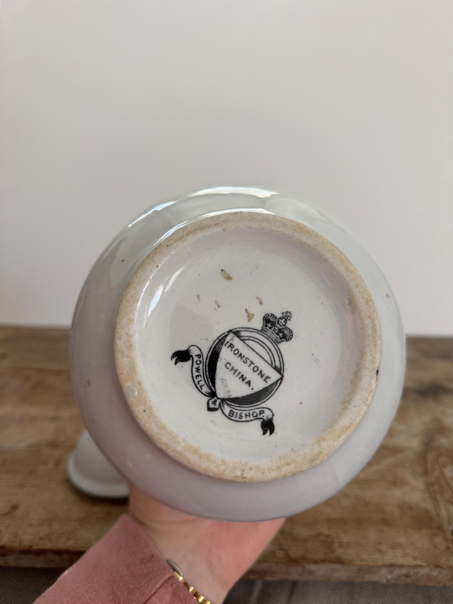 Antique Powell Bishop England Sugar Bowl Pottery White English Ironstone  Serving Piece