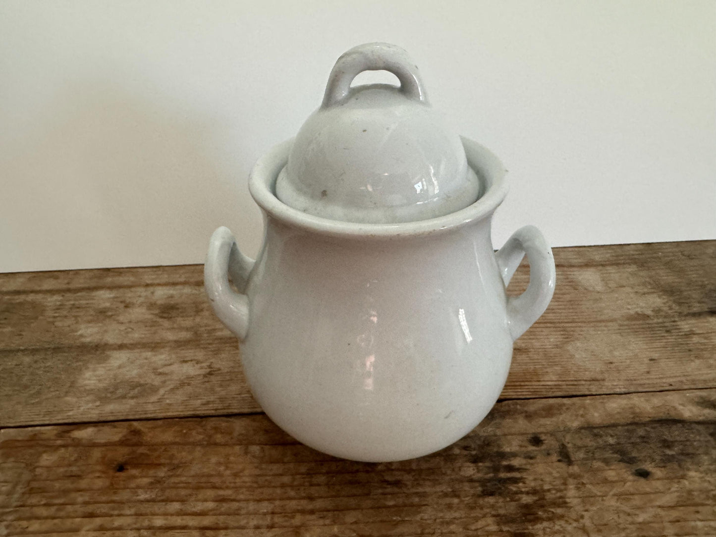 Antique Powell Bishop England Sugar Bowl Pottery White English Ironstone  Serving Piece