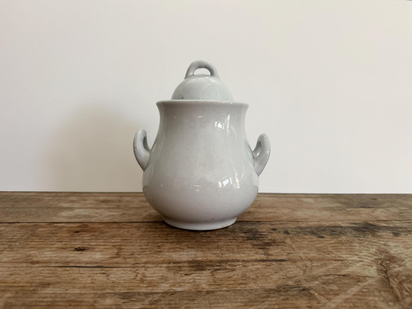 Antique Powell Bishop England Sugar Bowl Pottery White English Ironstone  Serving Piece