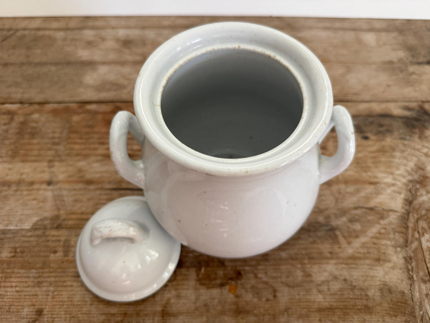 Antique Powell Bishop England Sugar Bowl Pottery White English Ironstone  Serving Piece