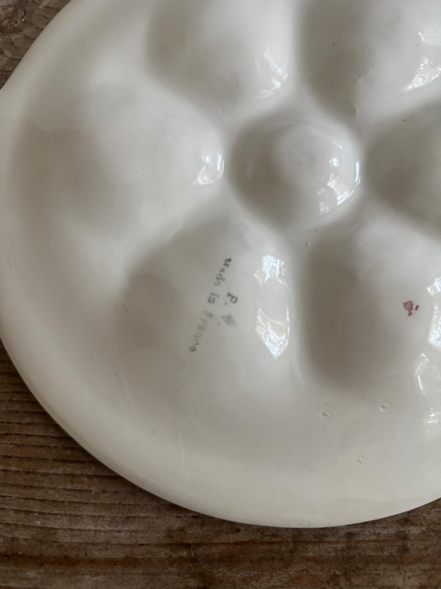P.V. France White Majolica Fish Oyster Plate Dish Platter Portieux Vallerysthal