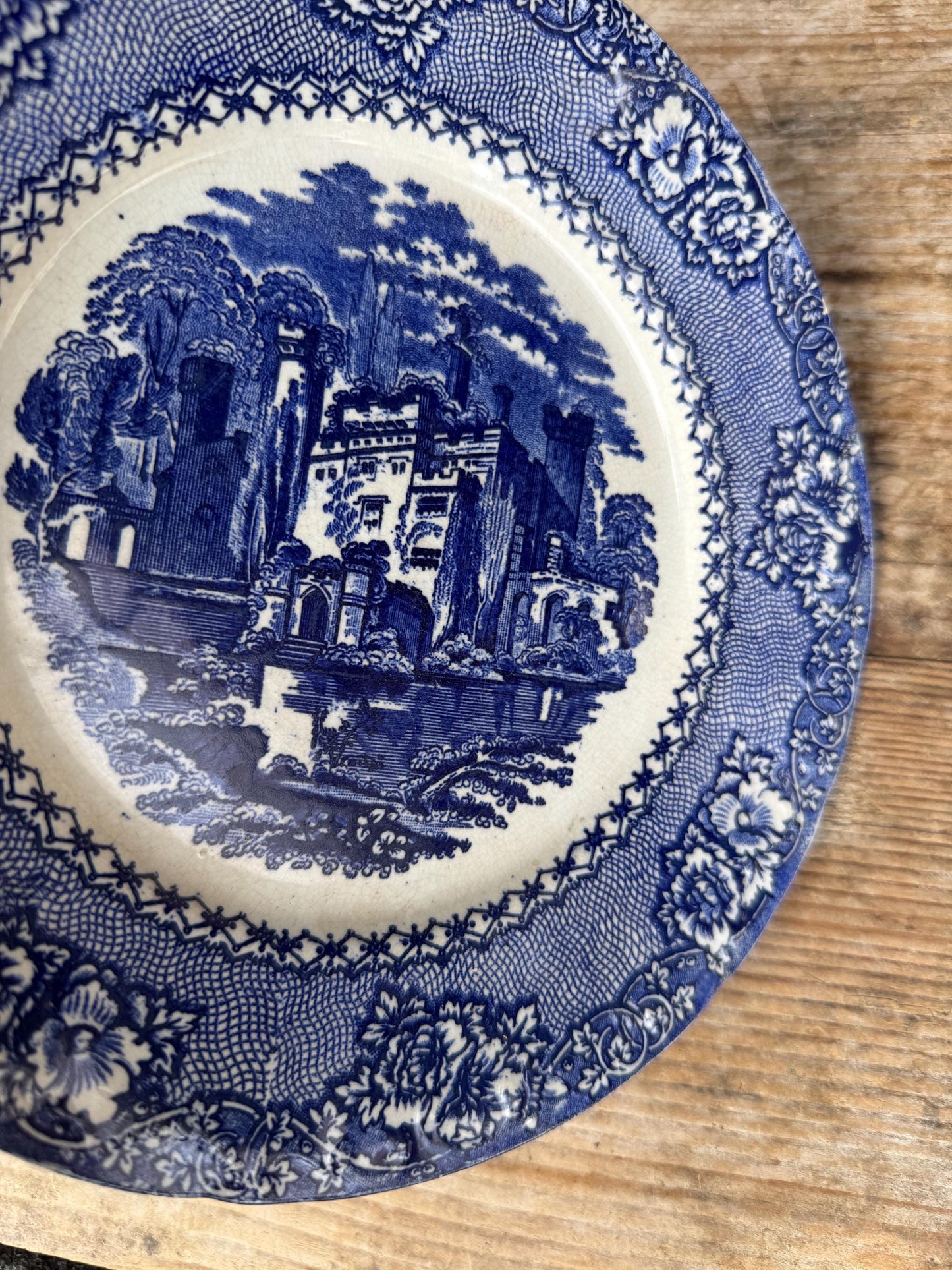 Antique Alhambra England 1800s Blue Ironstone Plate Transferware Dinner 9"