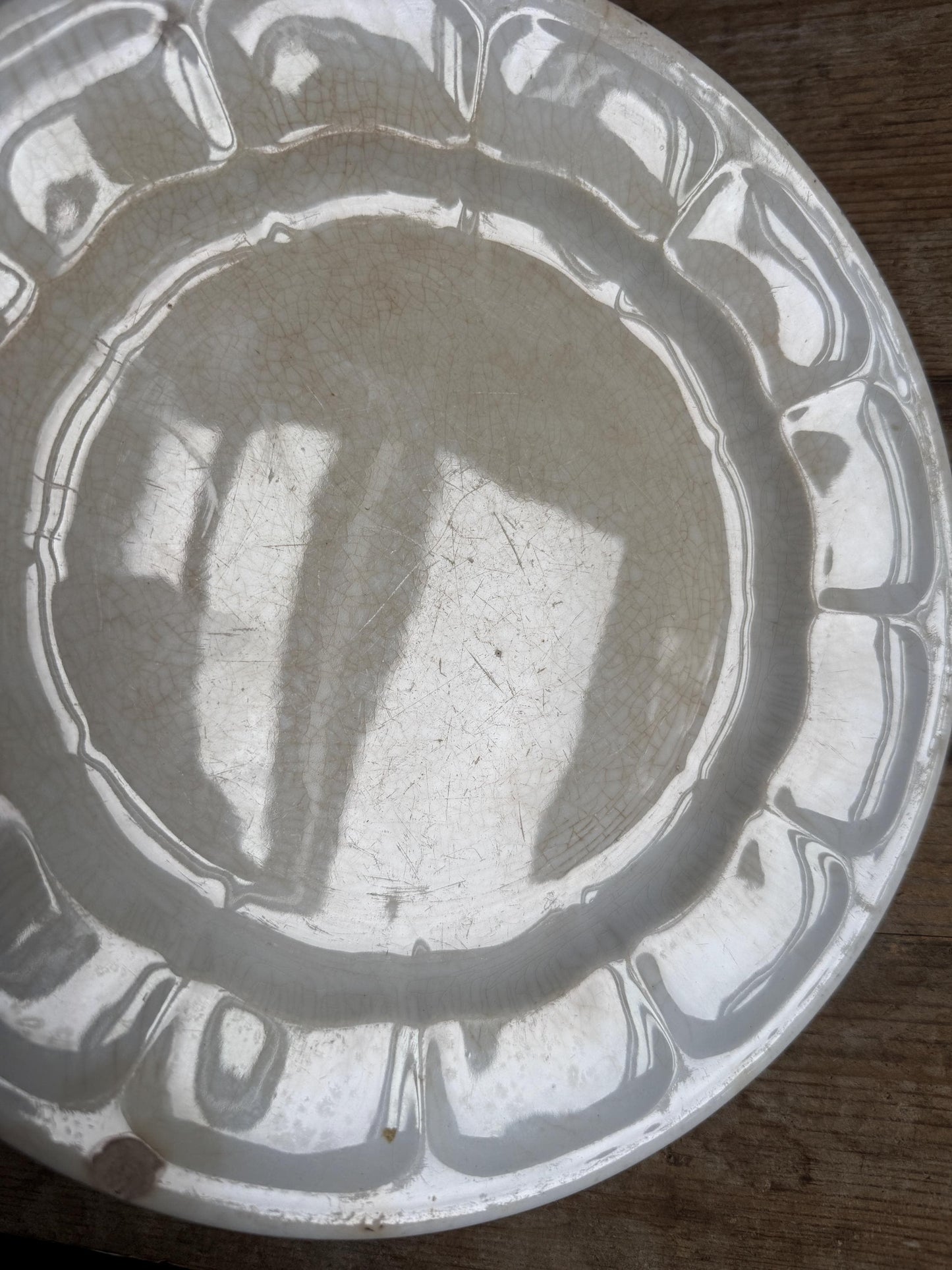 Antique Elsmore & Forster Ironstone White Ironstone Crazing Plate Dinner Serving Piece Ironstone