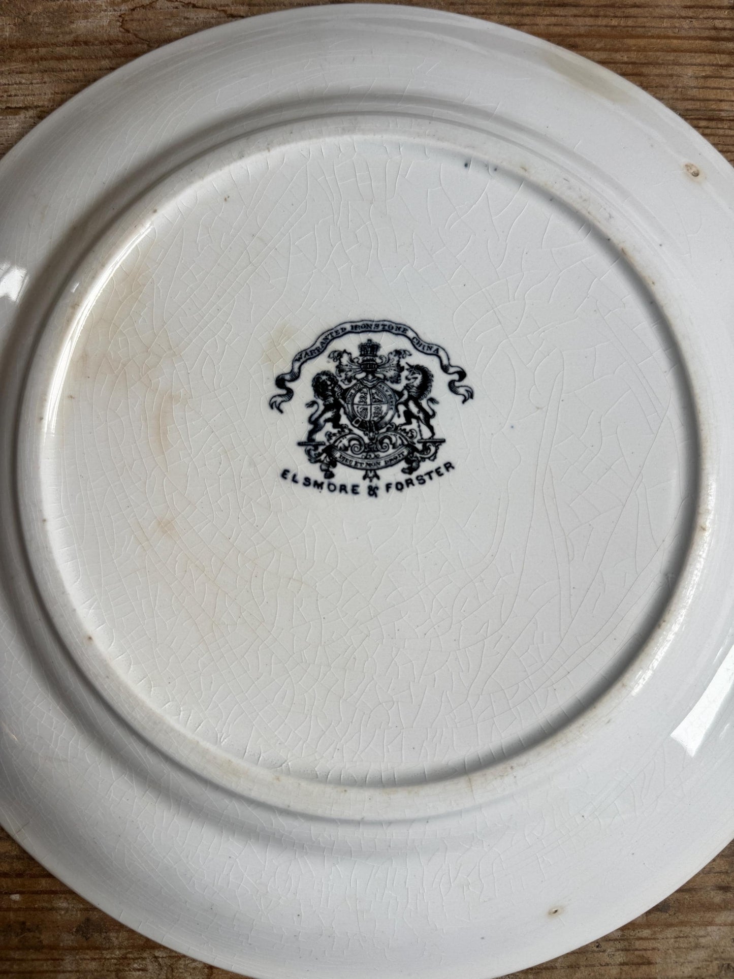 Antique Elsmore & Forster Ironstone White Ironstone Crazing Plate Dinner Serving Piece Ironstone