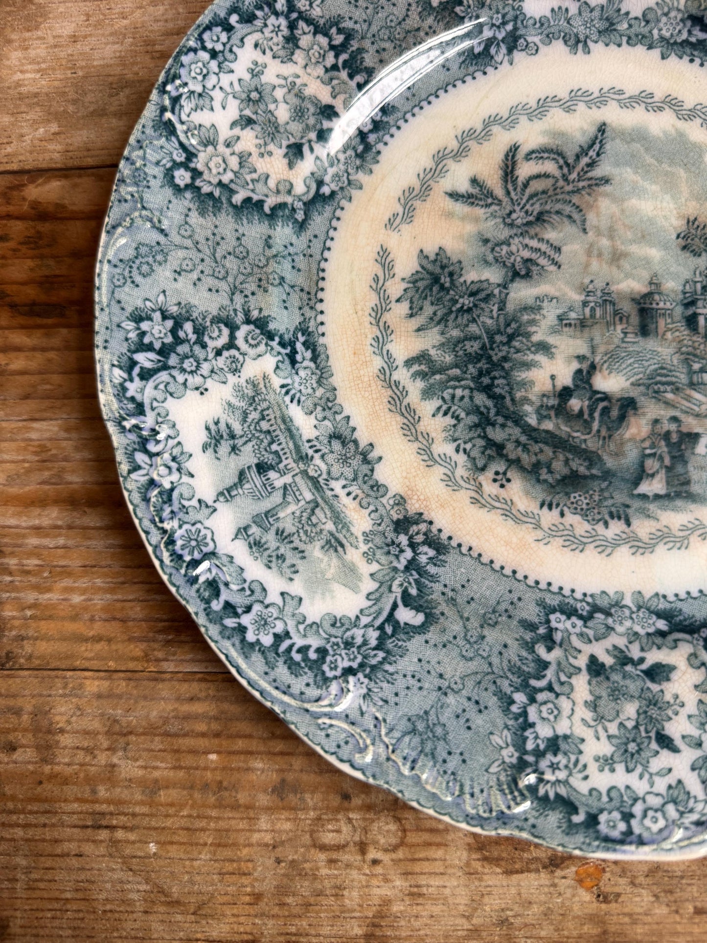 Antique New Wharf Oriental Blue Ironstone Plate Transferware Dinner